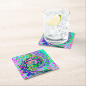 Groovy Abstrakt Aqua und Navy Lava Swirl Rechteckiger Pappuntersetzer (Vor Ort)