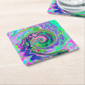 Groovy Abstrakt Aqua und Navy Lava Swirl Rechteckiger Pappuntersetzer (angewinkelt)