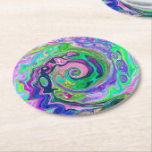 Groovy Abstrakt Aqua und Navy Lava Swirl Runder Pappuntersetzer (Angewinkelt)