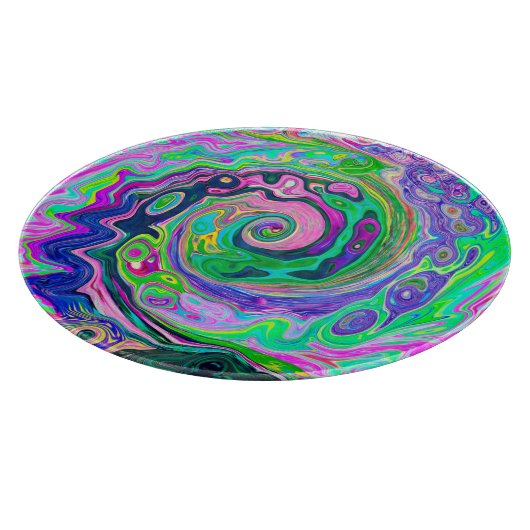 Groovy Abstrakt Aqua und Navy Lava Swirl Schneidebrett (Ecke)