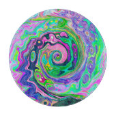 Groovy Abstrakt Aqua und Navy Lava Swirl Schneidebrett (Vorderseite)