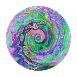 Groovy Abstrakt Aqua und Navy Lava Swirl Schneidebrett