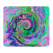 Groovy Abstrakt Aqua und Navy Lava Swirl Schneidebrett (Vorderseite)