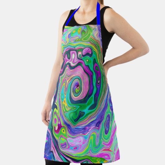 Groovy Abstrakt Aqua und Navy Lava Swirl Schürze (InSitu)