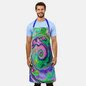 Groovy Abstrakt Aqua und Navy Lava Swirl Schürze (Getragen)