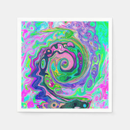 Groovy Abstrakt Aqua und Navy Lava Swirl Serviette