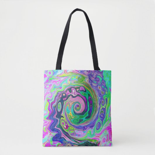 Groovy Abstrakt Aqua und Navy Lava Swirl Tasche (Vorderseite)