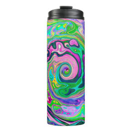 Groovy Abstrakt Aqua und Navy Lava Swirl Thermosbecher