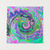 Groovy Abstrakt Aqua und Navy Lava Swirl Wandteppich (Vorderseite (Horizontal))