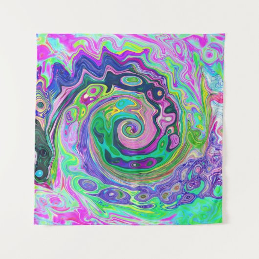 Groovy Abstrakt Aqua und Navy Lava Swirl Wandteppich (Vorderseite (Horizontal))