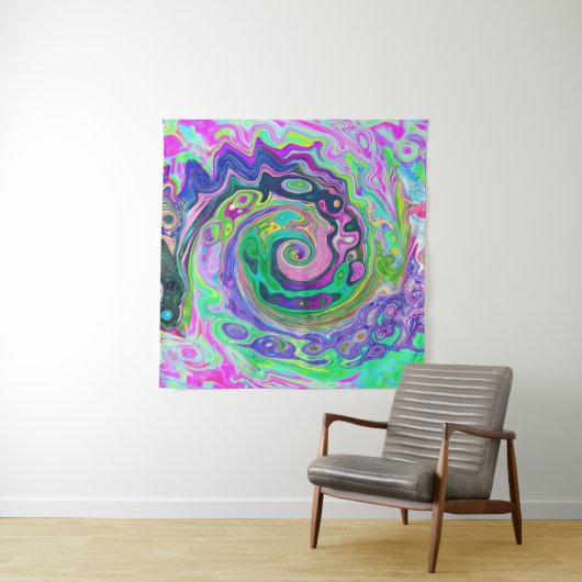 Groovy Abstrakt Aqua und Navy Lava Swirl Wandteppich (Beispiel (Horizontal))