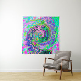 Groovy Abstrakt Aqua und Navy Lava Swirl Wandteppich