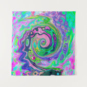 Groovy Abstrakt Aqua und Navy Lava Swirl Wandteppich (Vorderseite)