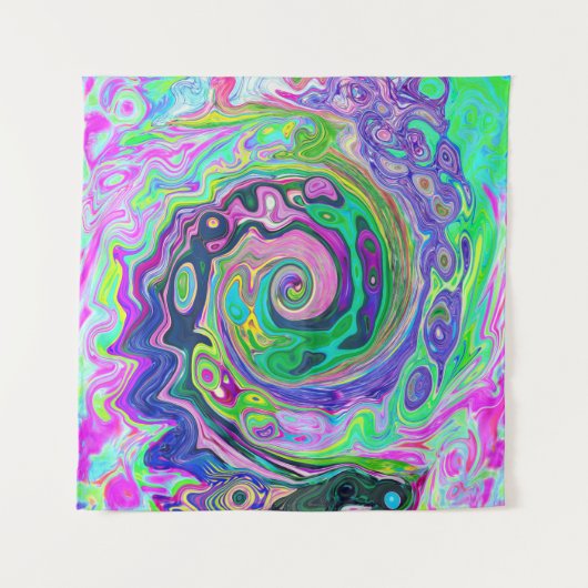 Groovy Abstrakt Aqua und Navy Lava Swirl Wandteppich (Vorderseite)