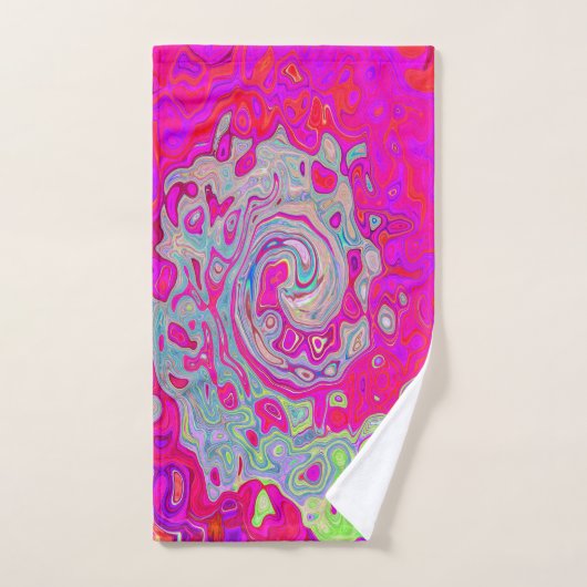 Groovy Abstrakt Aquamarin Blue and Red Swirl Badhandtuch Set (Handtuch)