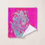 Groovy Abstrakt Aquamarin Blue and Red Swirl Badhandtuch Set (Waschlappen)