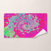 Groovy Abstrakt Aquamarin Blue and Red Swirl Badhandtuch Set (Handtuch)