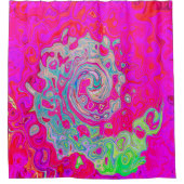 Groovy Abstrakt Aquamarin Blue and Red Swirl Duschvorhang (Vorderseite)
