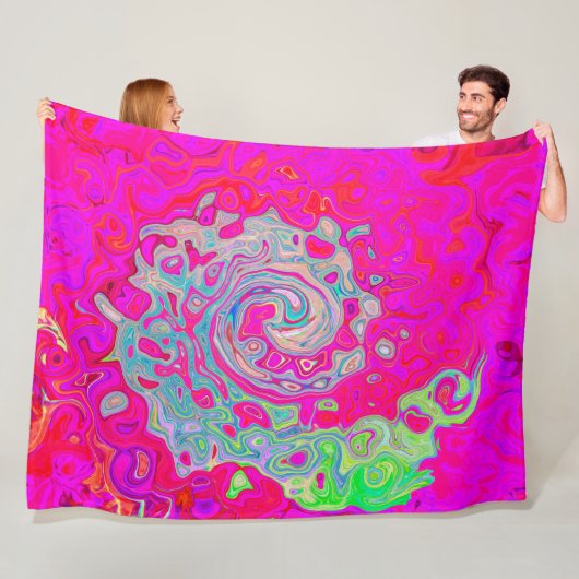 Groovy Abstrakt Aquamarin Blue and Red Swirl Fleecedecke (Beispiel)