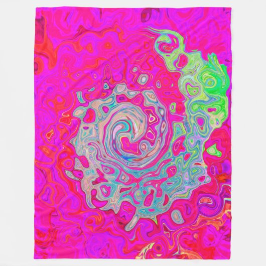 Groovy Abstrakt Aquamarin Blue and Red Swirl Fleecedecke (Vorderseite)