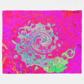 Groovy Abstrakt Aquamarin Blue and Red Swirl Fleecedecke (Vorderseite (Horizontal))
