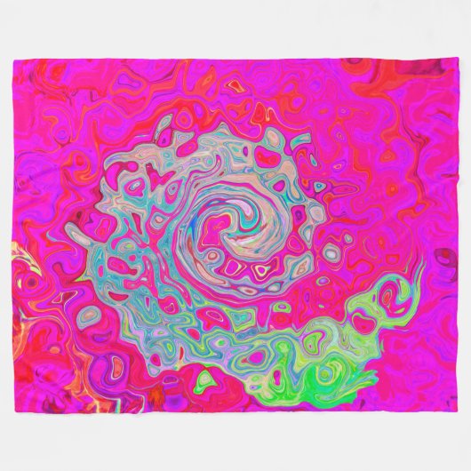 Groovy Abstrakt Aquamarin Blue and Red Swirl Fleecedecke (Vorderseite (Horizontal))