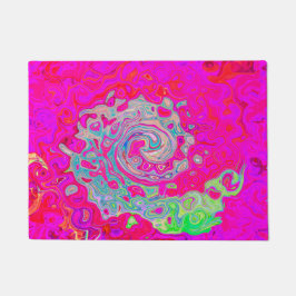 Groovy Abstrakt Aquamarin Blue and Red Swirl Fußmatte