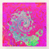 Groovy Abstrakt Aquamarin Blue and Red Swirl Glasuntersetzer (Vorderseite)
