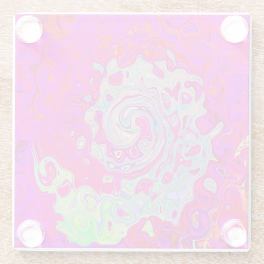 Groovy Abstrakt Aquamarin Blue and Red Swirl Glasuntersetzer (Rückseite)