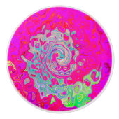 Groovy Abstrakt Aquamarin Blue and Red Swirl Keramikknauf (Vorderseite)