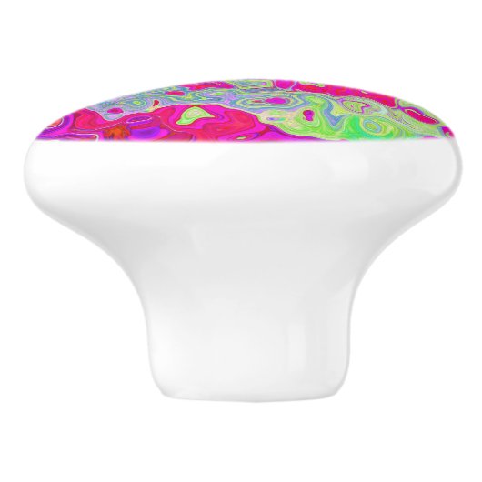 Groovy Abstrakt Aquamarin Blue and Red Swirl Keramikknauf (Seitenansicht)