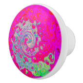 Groovy Abstrakt Aquamarin Blue and Red Swirl Keramikknauf (Rechts)