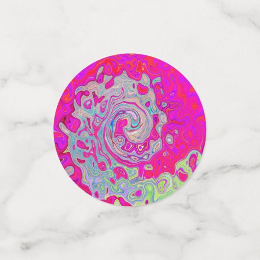 Groovy Abstrakt Aquamarin Blue and Red Swirl Konfetti (Klein Vorderseite)