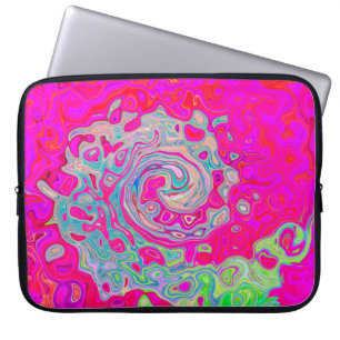 Groovy Abstrakt Aquamarin Blue and Red Swirl Laptopschutzhülle