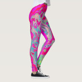 Groovy Abstrakt Aquamarin Blue and Red Swirl Leggings (Rechts)