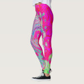 Groovy Abstrakt Aquamarin Blue and Red Swirl Leggings (Links)