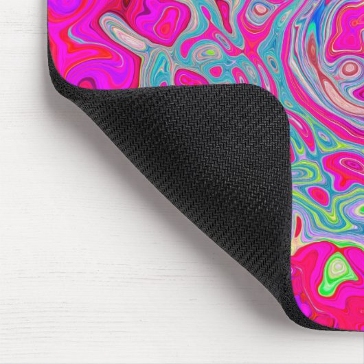 Groovy Abstrakt Aquamarin Blue and Red Swirl Mousepad (Ecke)