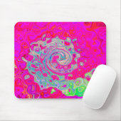 Groovy Abstrakt Aquamarin Blue and Red Swirl Mousepad (Mit Mouse)