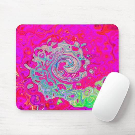 Groovy Abstrakt Aquamarin Blue and Red Swirl Mousepad (Mit Mouse)