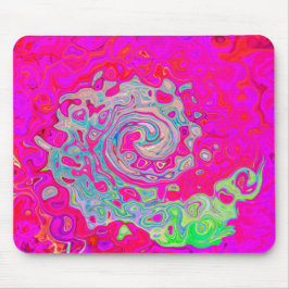 Groovy Abstrakt Aquamarin Blue and Red Swirl Mousepad
