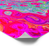 Groovy Abstrakt Aquamarin Blue and Red Swirl Poster (Ecke)