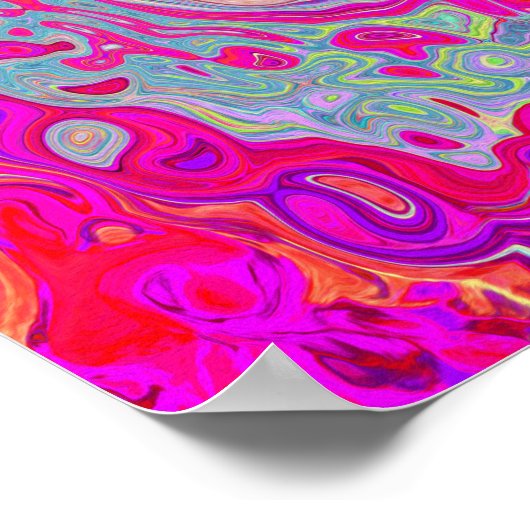 Groovy Abstrakt Aquamarin Blue and Red Swirl Poster (Ecke)