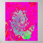 Groovy Abstrakt Aquamarin Blue and Red Swirl Poster (Vorne)