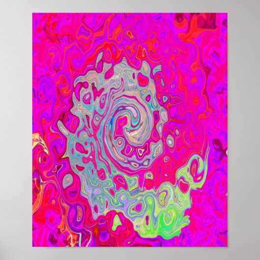 Groovy Abstrakt Aquamarin Blue and Red Swirl Poster (Vorne)