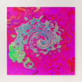 Groovy Abstrakt Aquamarin Blue and Red Swirl Puzzle (Horizontal)