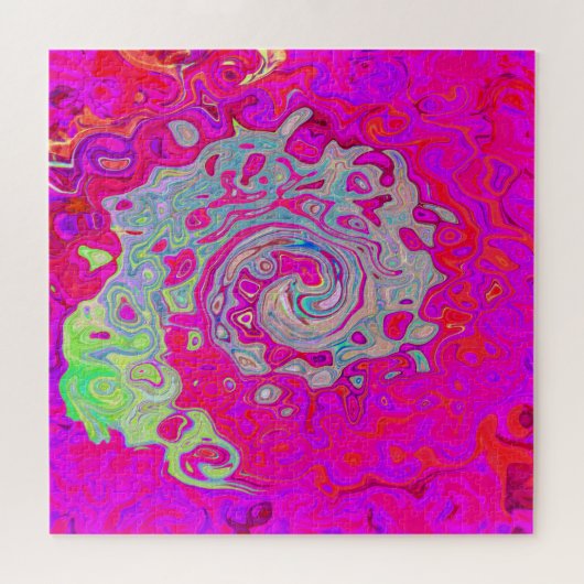 Groovy Abstrakt Aquamarin Blue and Red Swirl Puzzle (Horizontal)