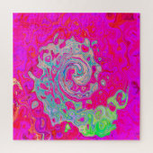 Groovy Abstrakt Aquamarin Blue and Red Swirl Puzzle (Vertikal)