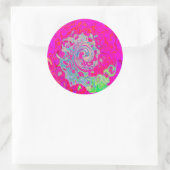 Groovy Abstrakt Aquamarin Blue and Red Swirl Runder Aufkleber (Tasche)