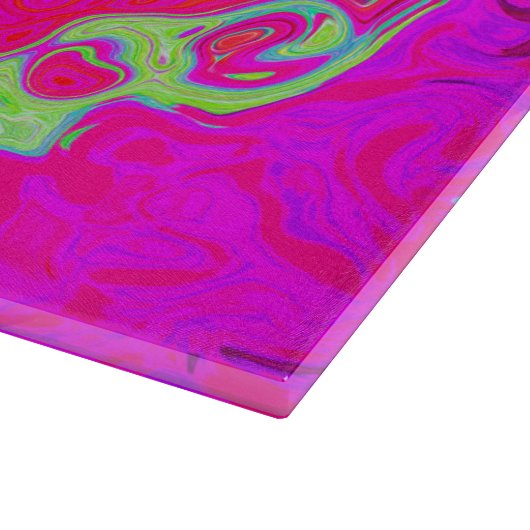 Groovy Abstrakt Aquamarin Blue and Red Swirl Schneidebrett (Ecke)