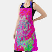 Groovy Abstrakt Aquamarin Blue and Red Swirl Schürze (InSitu)